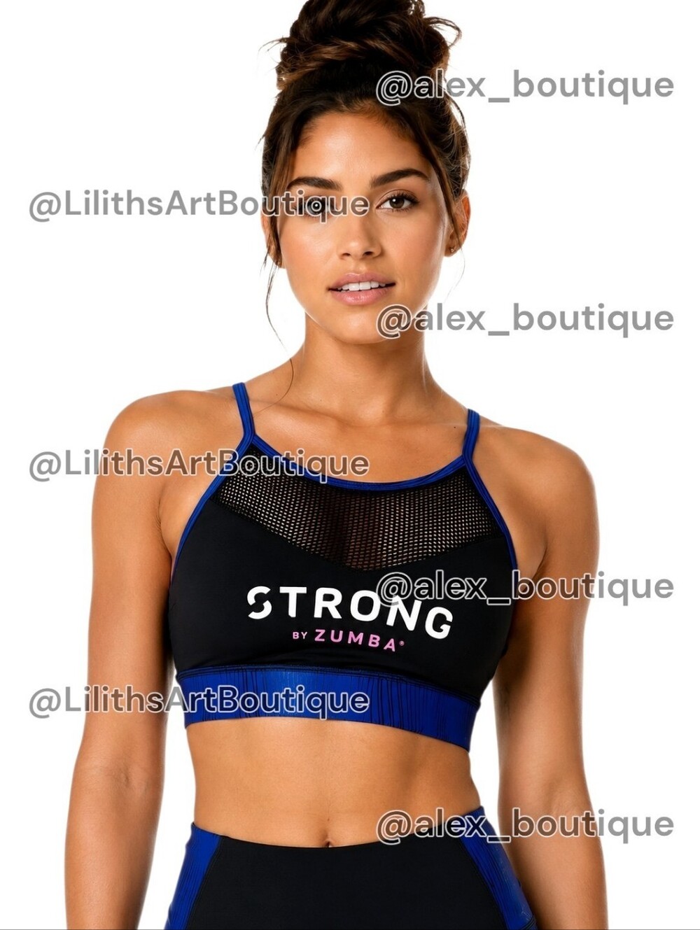 Strong by Zumba High Neck Sports Bra Bold Black Size M (G015)
